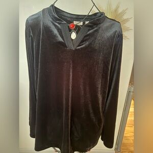 LOGO by Lori Goldstein Black Velvet Blouse